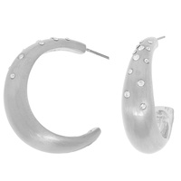 BRUSHED CRESCENT HOOP EARRINGS