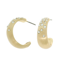 BRUSHED CRESCENT SHAPE HOOP EARRINGS