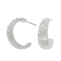 BRUSHED CRESCENT SHAPE HOOP EARRINGS
