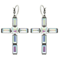 WESTERN GEMSTONE CROSS HOOP EARRINGS