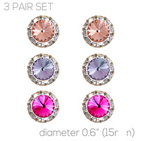 SWAROVSKI CRYSTAL ASSORTED BUTTON EARRING SET