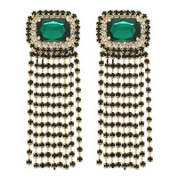 RHINESTONE PAVE CRYSTAL FRINGE EARRINGS