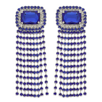 RHINESTONE PAVE CRYSTAL FRINGE EARRINGS