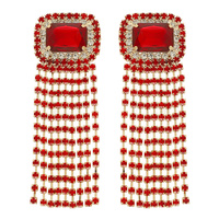 RHINESTONE PAVE CRYSTAL FRINGE EARRINGS