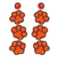 PAW PRINT BEAD EMBROIDERED DANGLE EARRINGS