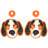 HOUND DOG BEAD EMBROIDERED POST EARRINGS