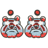 BULLDOG BEAD EMBROIDERED POST EARRINGS