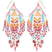 WESTERN NATIVE AMERICAN BEAD FRINGE EARRINGS