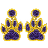GAME DAY PAW BEAD EMBROIDERED EARRINGS