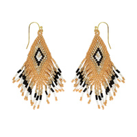 WESTERN NATIVE AMERICAN BEAD FRINGE EARRINGS