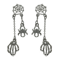 HALLOWEEN SPIDER THEME CRYSTAL CHARM EARRINGS
