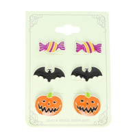 3-PACK HALLOWEEN THEMED EPOXY POST EARRINGS