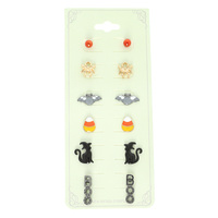 6-PACK HALLOWEEN THEMED EPOXY POST EARRINGS