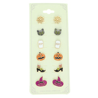 6-PACK HALLOWEEN THEMED EPOXY POST EARRINGS