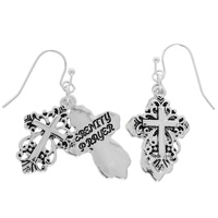 SERINITY PRAYER FILIGREE CROSS EARRINGS