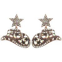 WESTERN CRYSTAL RHINESTONE COWBOY HAT EARRINGS
