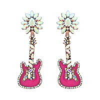 WESTERN CRYSTAL ENAMEL GUITAR EARRING
