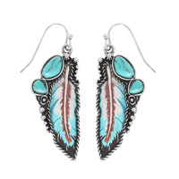 WESTERN TURQUOISE FEATHER POST EARRINGS