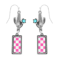 WESTERN THEME CHECKERBOARD BAR POST EARRINGS