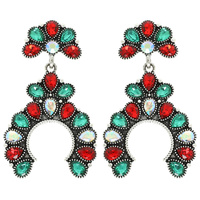 WESTERN CRYSTAL SQUASH BLOSSOM CONCHO EARRINGS