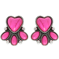 WESTERN SEMI PRECIOUS STONE HEART EARRINGS
