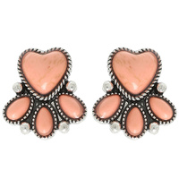 WESTERN SEMI PRECIOUS STONE HEART EARRINGS
