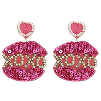 HEART AND KISSES JEWELED POST EARRINGS