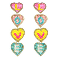 LOVE HEARTS JEWELED POST DANGLE EARRINGS