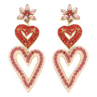 FLORAL HEARTS JEWELED POST EARRINGS