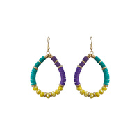 MARDI GRAS HEISHI BEAD EARRINGS