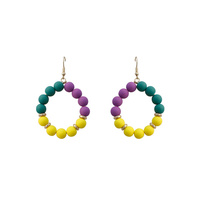 MARDI GRAS RUBBER BEAD EARRINGS