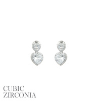 CZ DOUBLE HEART POST EARRING