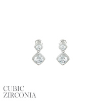 CZ DOUBLE SQUARE POST EARRING