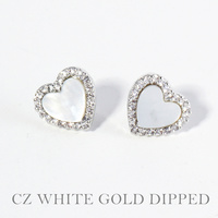 GOLD PLATED CZ HEART STUD EARRINGS