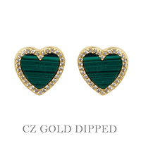GOLD PLATED CZ HEART POST EARRINGS