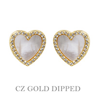 GOLD PLATED CZ HEART POST EARRINGS