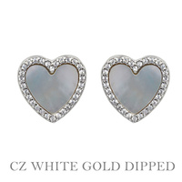 GOLD PLATED CZ HEART POST EARRINGS