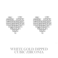 GOLD PLATED CZ HEART POST EARRINGS
