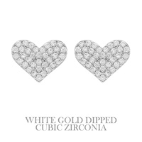 GOLD PLATED CZ HEART POST EARRINGS