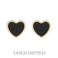GOLD PLATED EPOXY HEART STUD EARRINGS