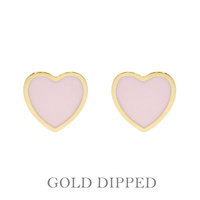 GOLD PLATED EPOXY HEART STUD EARRINGS
