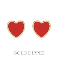 GOLD PLATED EPOXY HEART STUD EARRINGS