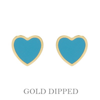 GOLD PLATED EPOXY HEART STUD EARRINGS