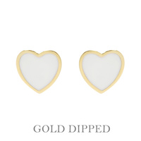 GOLD PLATED EPOXY HEART STUD EARRINGS
