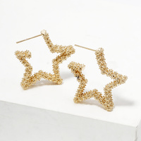 GOLD PLATED TEXTURED STAR EARRINGS