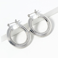GOLD PLATED RIBBED HOOP EARRINGS