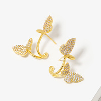 CUBIC ZIRCONIA DOUBLE BUTTERFLY EARRINGS