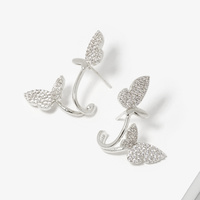 CUBIC ZIRCONIA DOUBLE BUTTERFLY EARRINGS