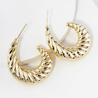 GOLD PLATED TEXTURED HOOP POST EARRINGS