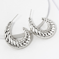 GOLD PLATED TEXTURED HOOP POST EARRINGS